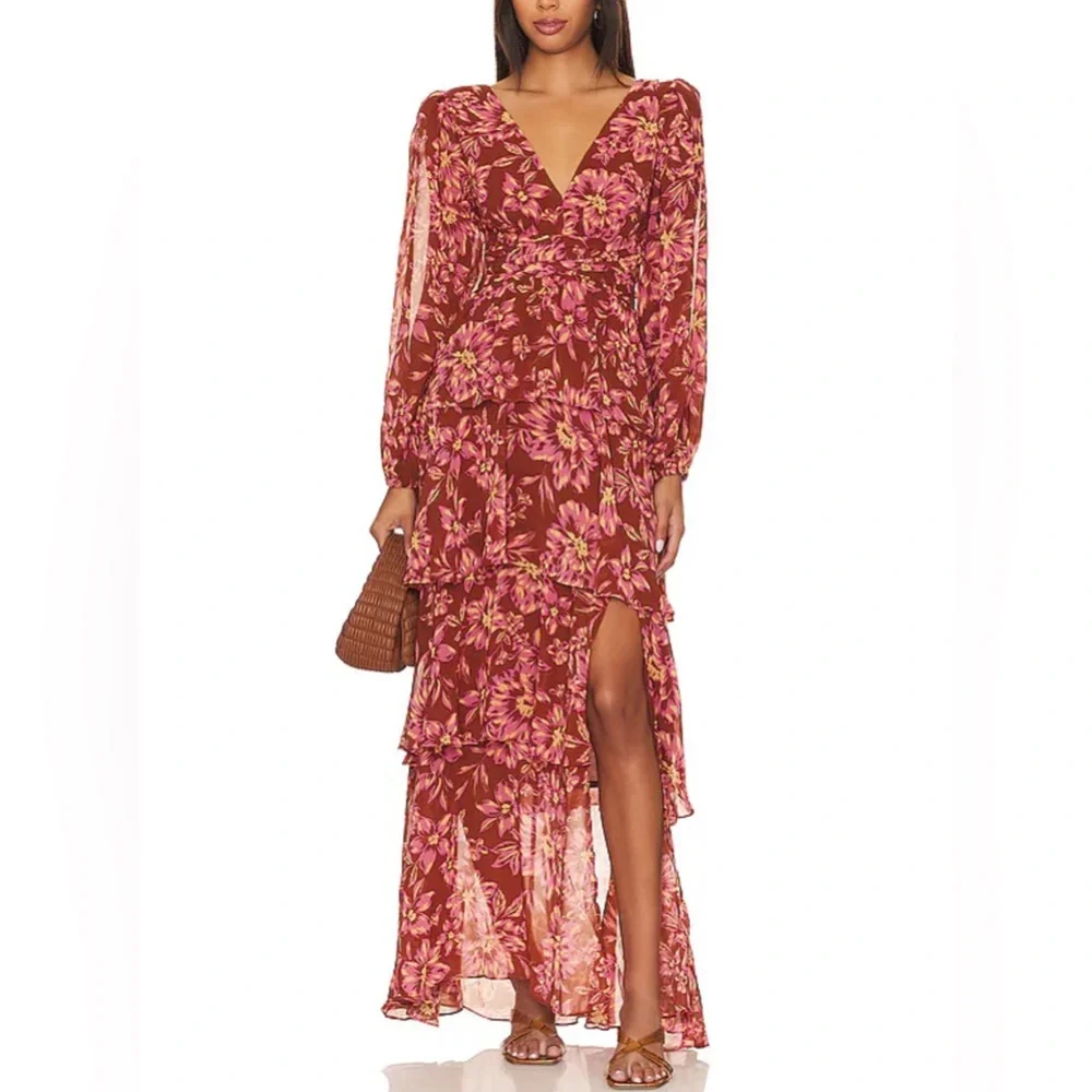 NWT- ASTR The Label- Anora Dress in Rust Floral- Size L - Picture 4 of 5